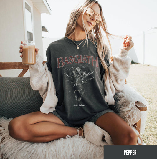 Basgiath War College Shirt - Distressed Iron Flame Merch: T-shirt / Pepper / L