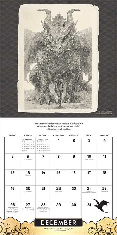 Fourth Wing Officially Licensed Fan Art 2027 Wall Calendar by Entangled: Calendar; 24 pages / English