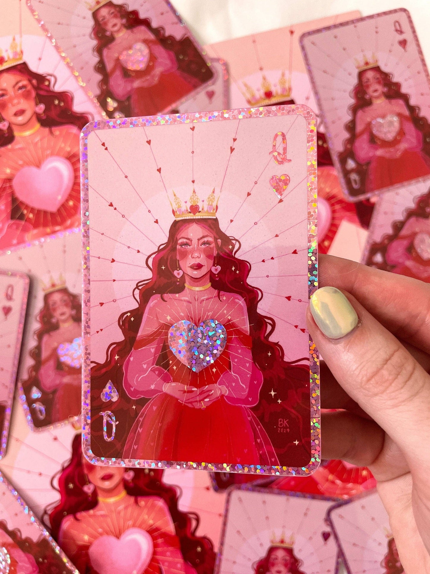 Queen of Hearts Glitter Sticker