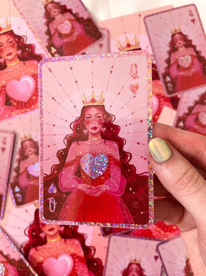 Queen of Hearts Glitter Sticker